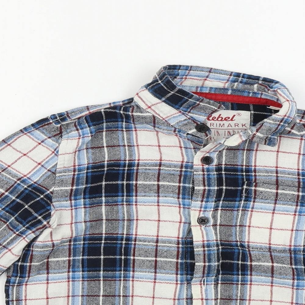 Rebel Boys White Check  Basic Button-Up Size 6-7 Years