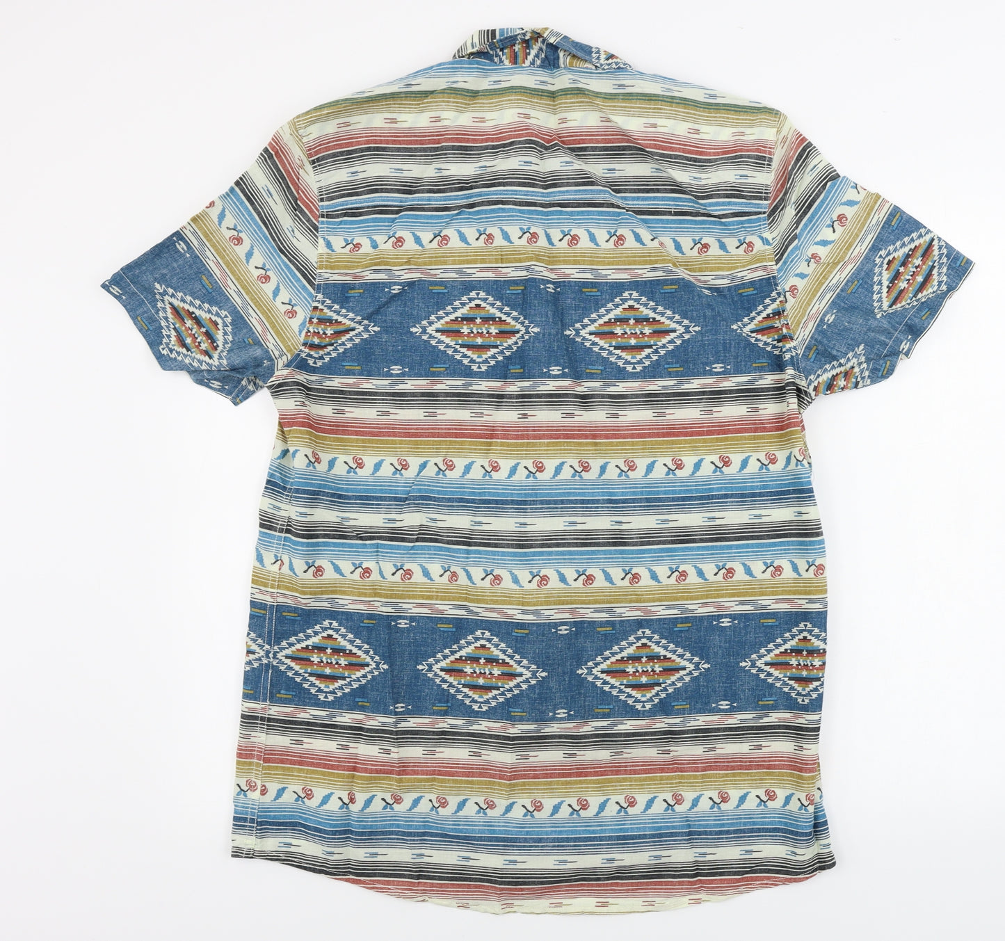 Peacocks  Mens Blue Geometric   Button-Up Size L