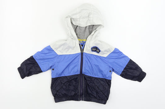 Front view of Gap boys’ blue jacket coat, size 2, years