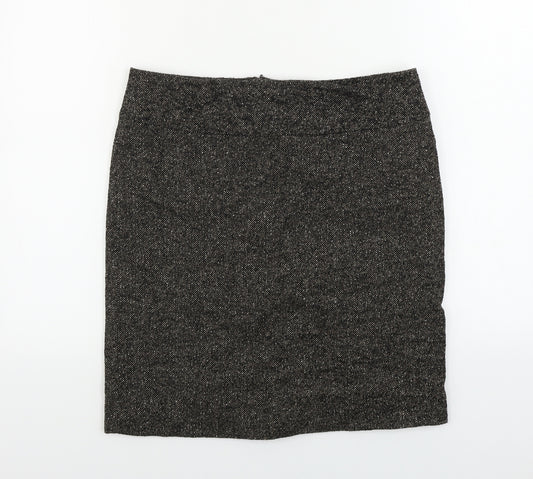 Front view of Hallhuber women’s brown bandage skirt, size UK 12