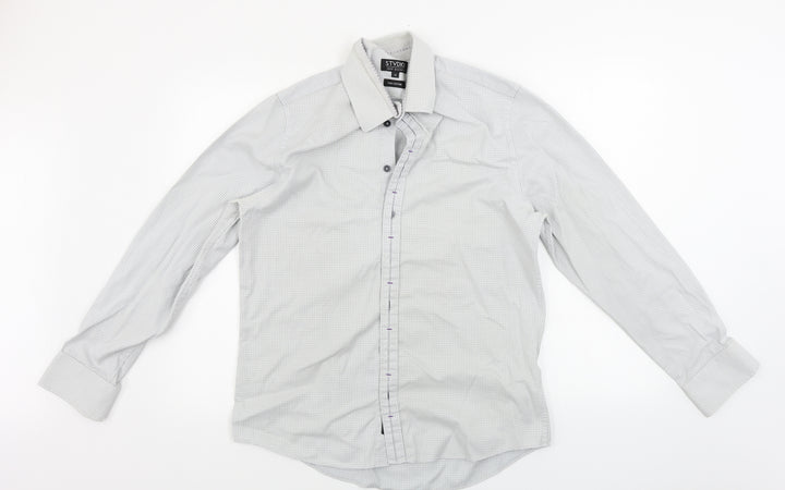 STVDIO Mens Grey Button-Up Size 16