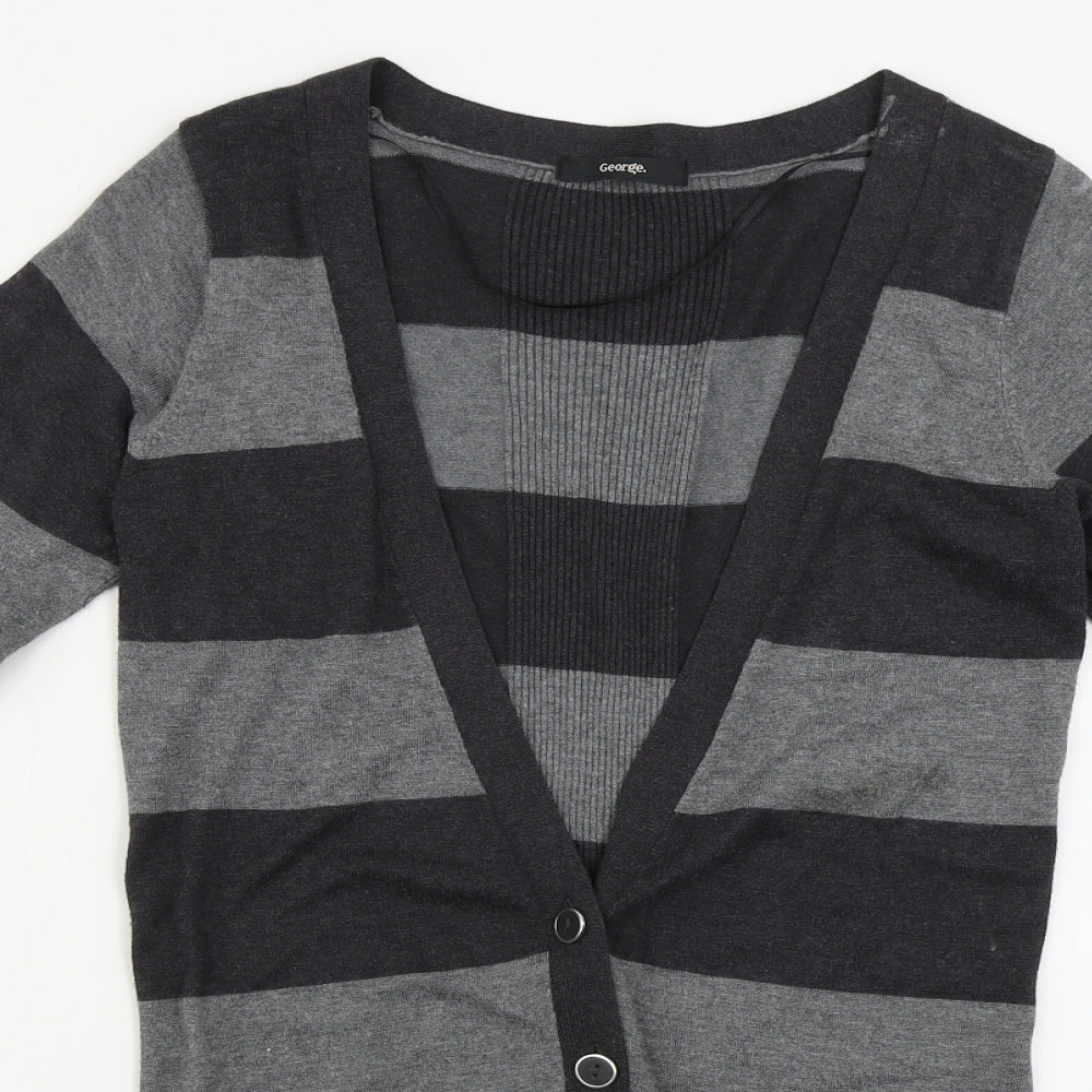 George  Womens Grey Striped  Cardigan Jumper Size 10