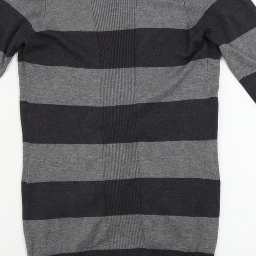 George  Womens Grey Striped  Cardigan Jumper Size 10