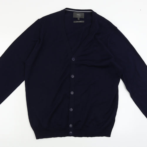 Marks and Spencer  Mens Blue   Cardigan Jumper Size L