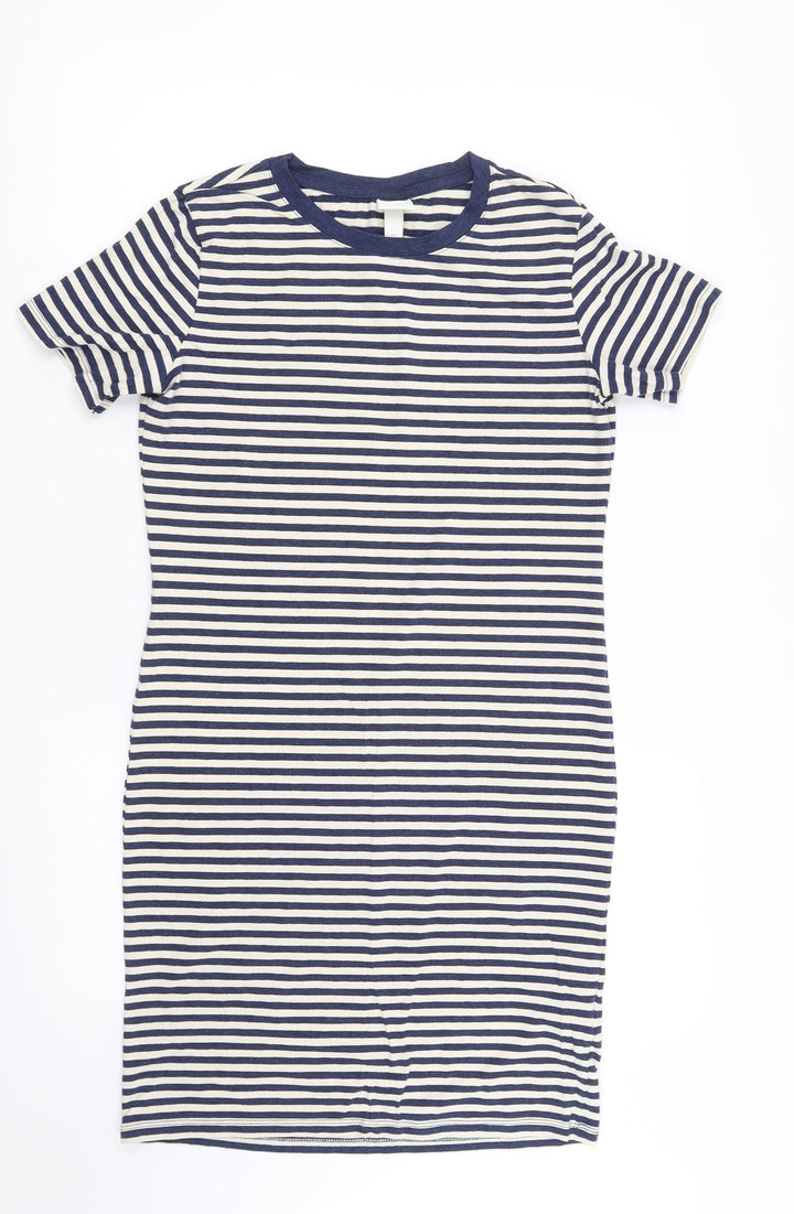 H&M Womens White Striped A-Line Size M