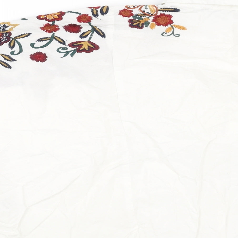 Zara Womens White   Cropped Button-Up Size M