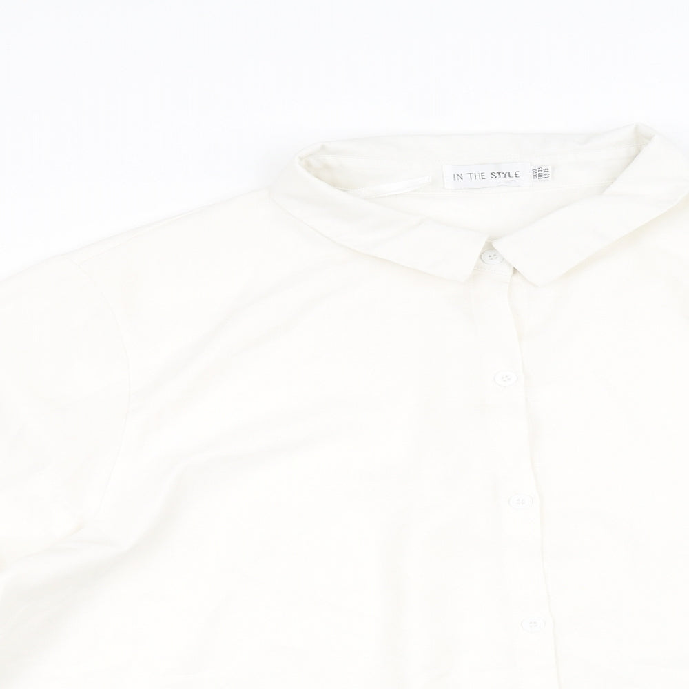 In the Style Womens White   Basic Button-Up Size 20