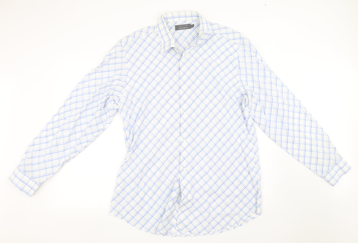 armando Mens White Check   Button-Up Size XL