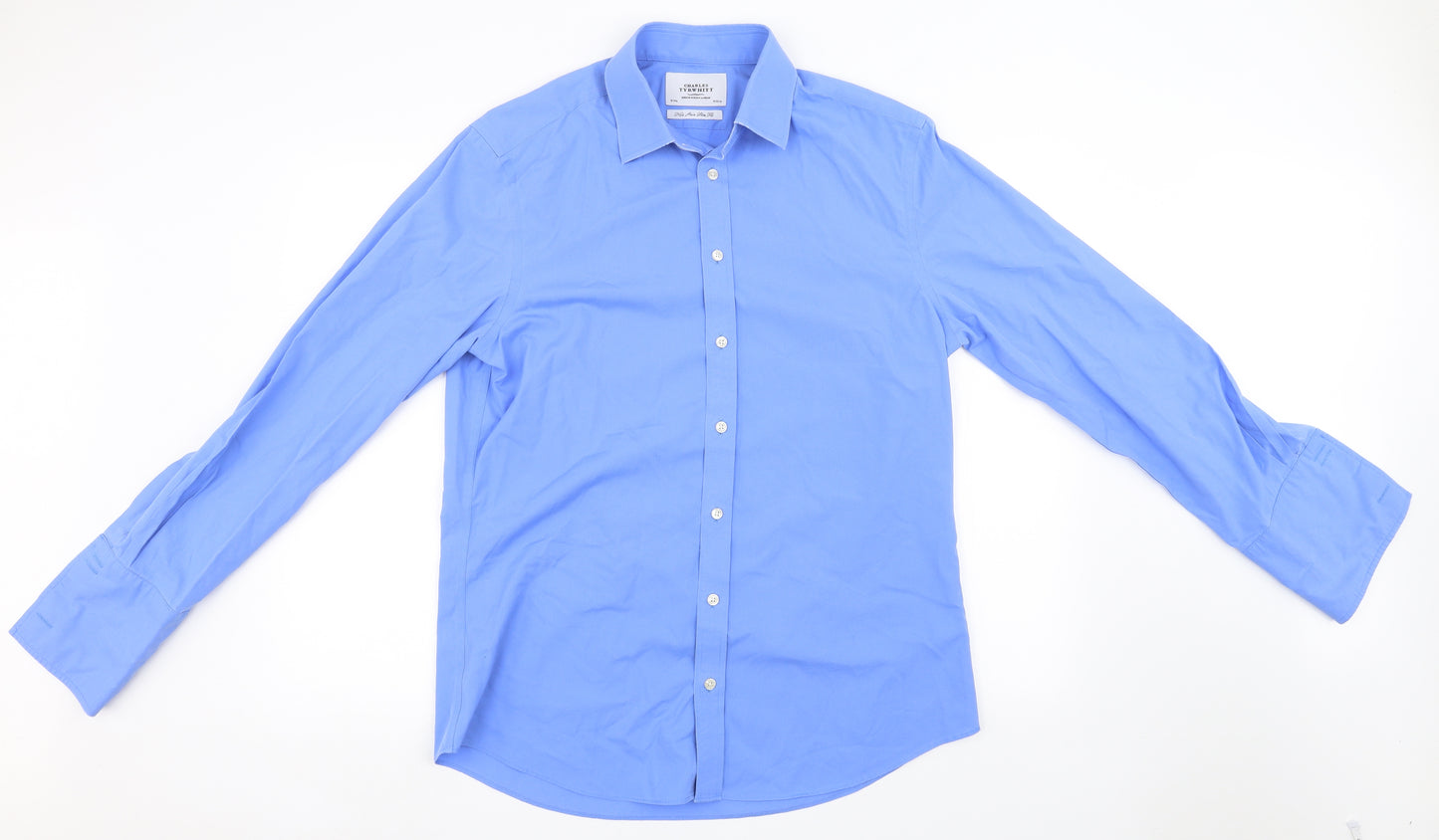 Charles Tyrwhitt Mens Blue    Button-Up Size 34  - arms open up