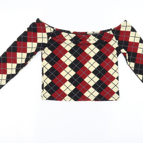 SheIn Womens Red Check  Cropped Tank Size M