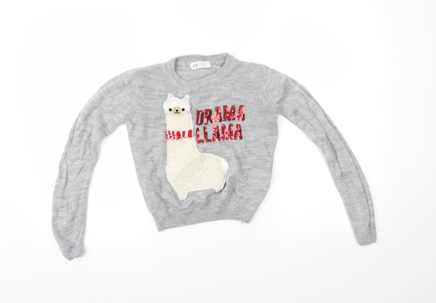 H&M Girls Grey   Pullover Jumper Size 9-10 Years