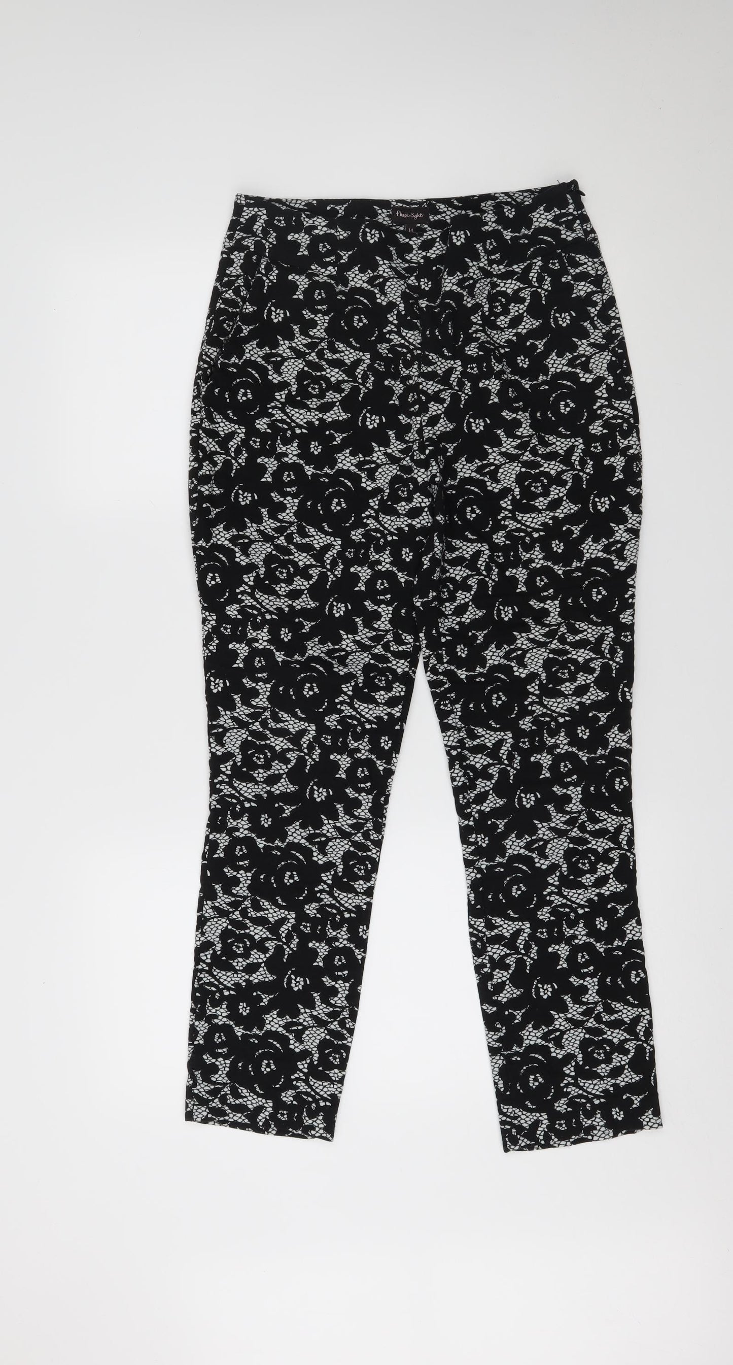 Phase Eight Womens Black Argyle/Diamond  Trousers  Size 14 L26 in