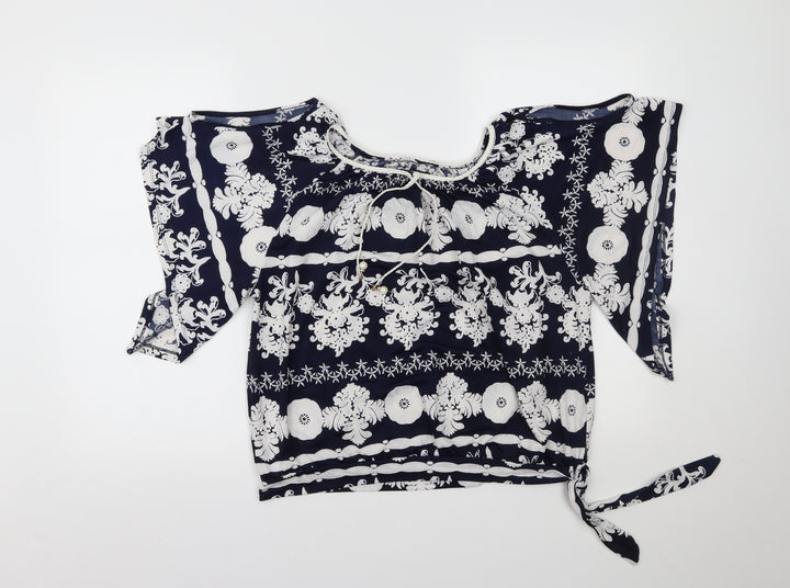 Quiz Womens Blue Paisley  Basic Blouse Size 10