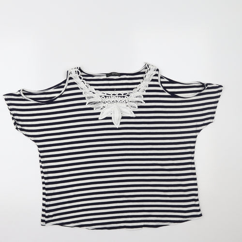 Quiz Womens Blue Striped  Basic Blouse Size 16