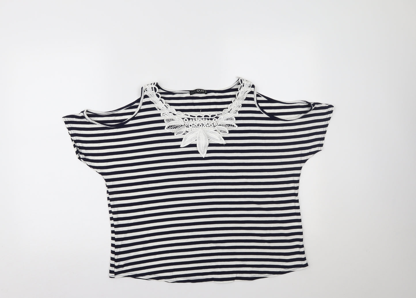 Quiz Womens Blue Striped  Basic Blouse Size 16