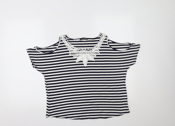 Quiz Womens Blue Striped  Basic Blouse Size 16