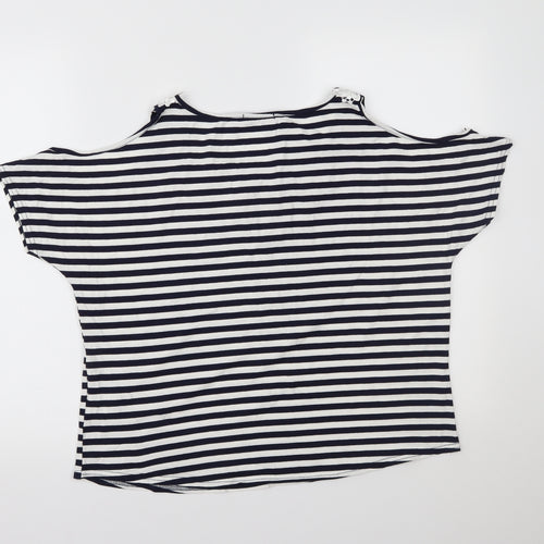 Quiz Womens Blue Striped  Basic Blouse Size 16