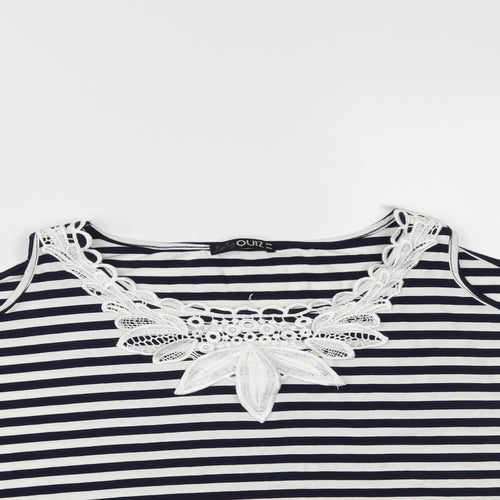 Quiz Womens Blue Striped  Basic Blouse Size 16