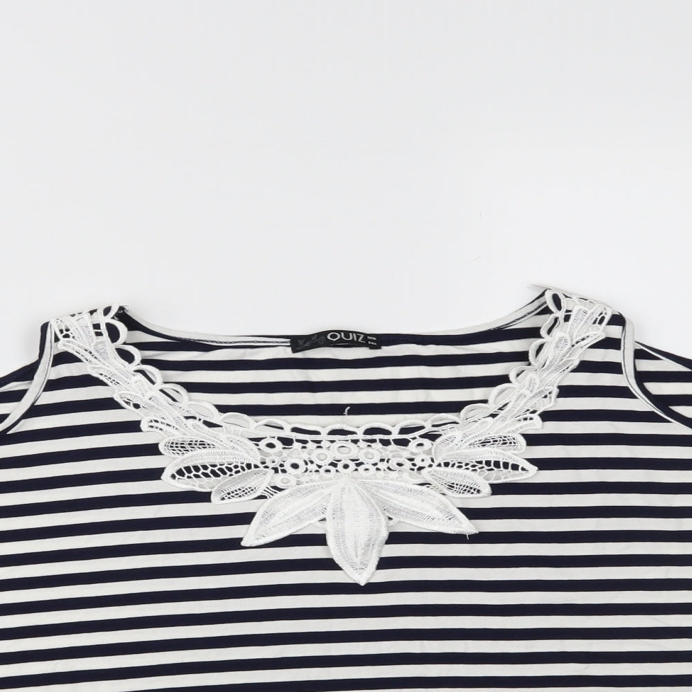 Quiz Womens Blue Striped  Basic Blouse Size 16