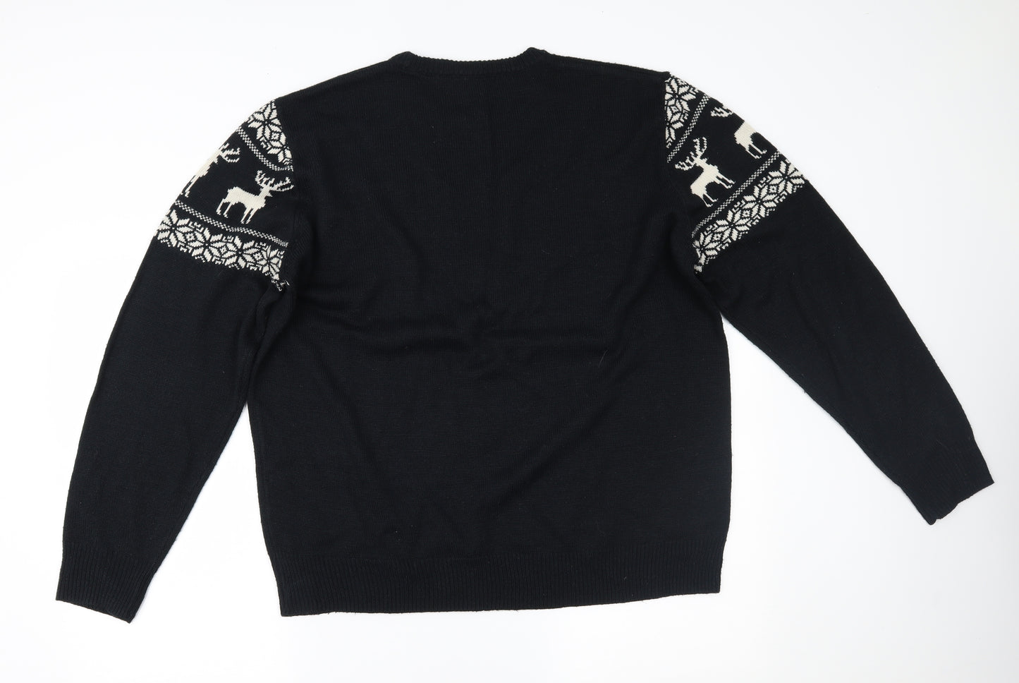 George Mens Black Fair Isle  Pullover Jumper Size XL  - CHRISTMAS