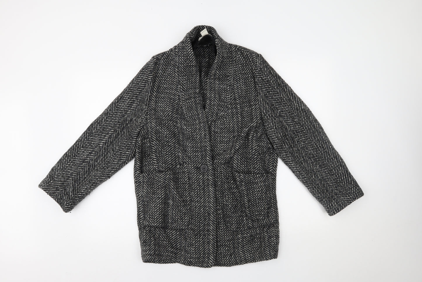 H&M Womens Grey   Overcoat Coat Size 8