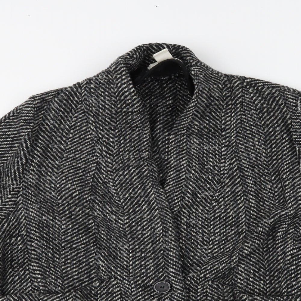 H&M Womens Grey   Overcoat Coat Size 8
