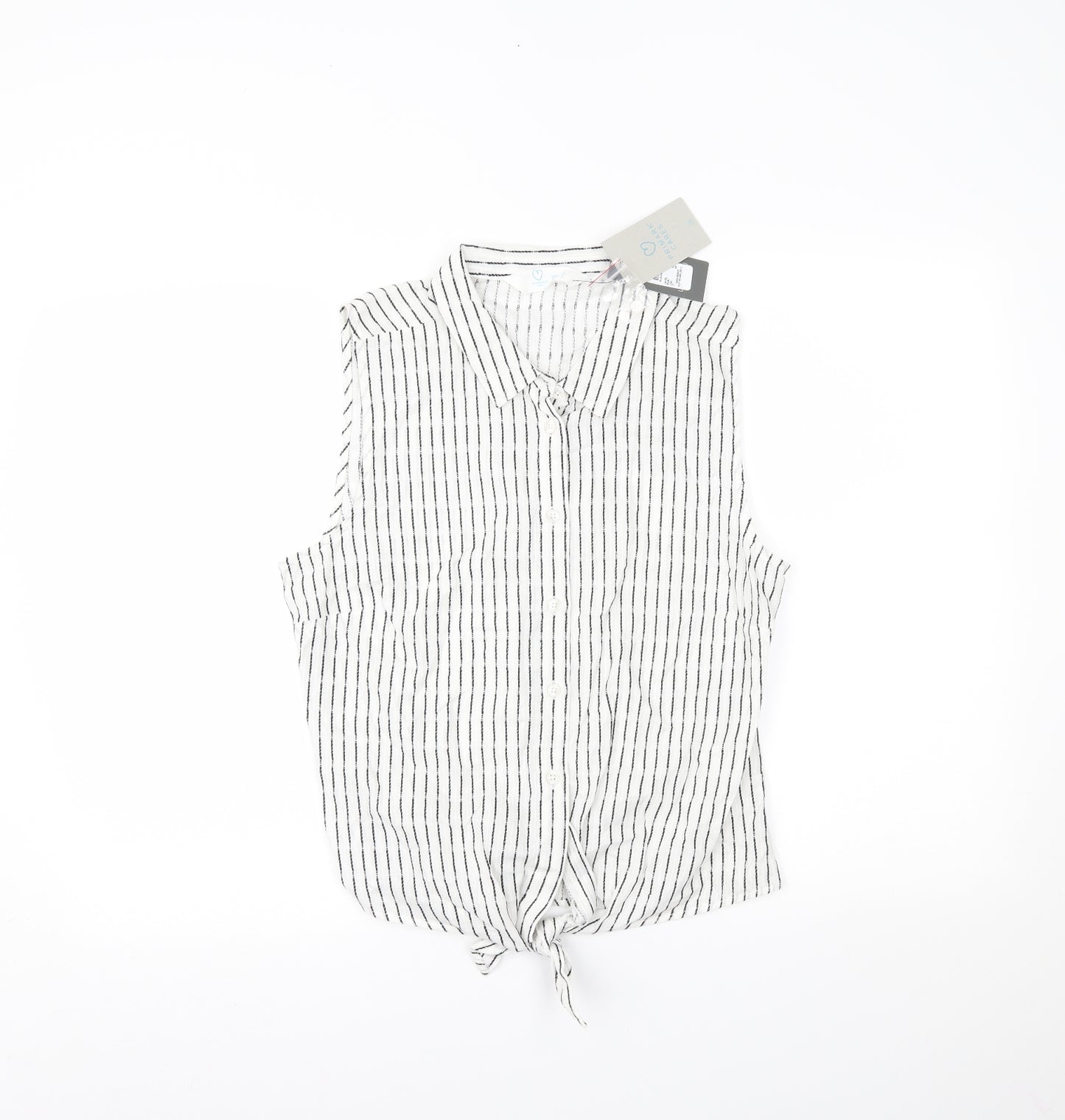 Primark Womens White Striped  Basic Tank Size 14