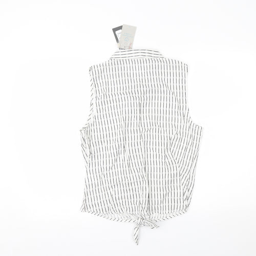 Primark Womens White Striped  Basic Tank Size 14