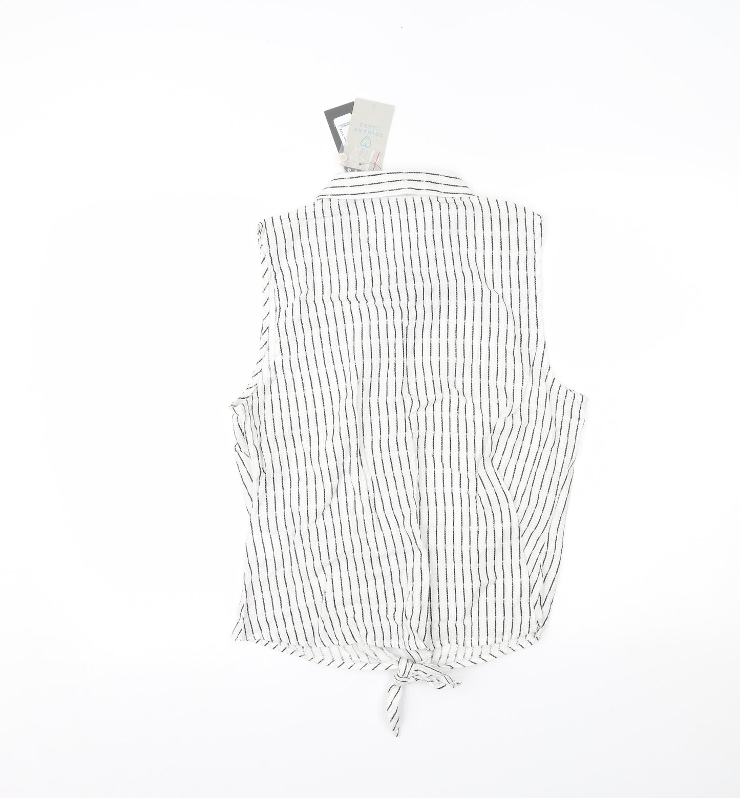 Primark Womens White Striped  Basic Tank Size 14