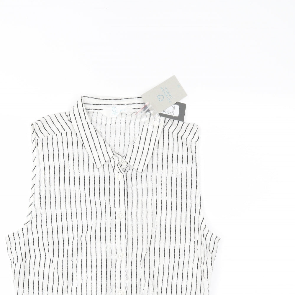 Primark Womens White Striped  Basic Tank Size 14
