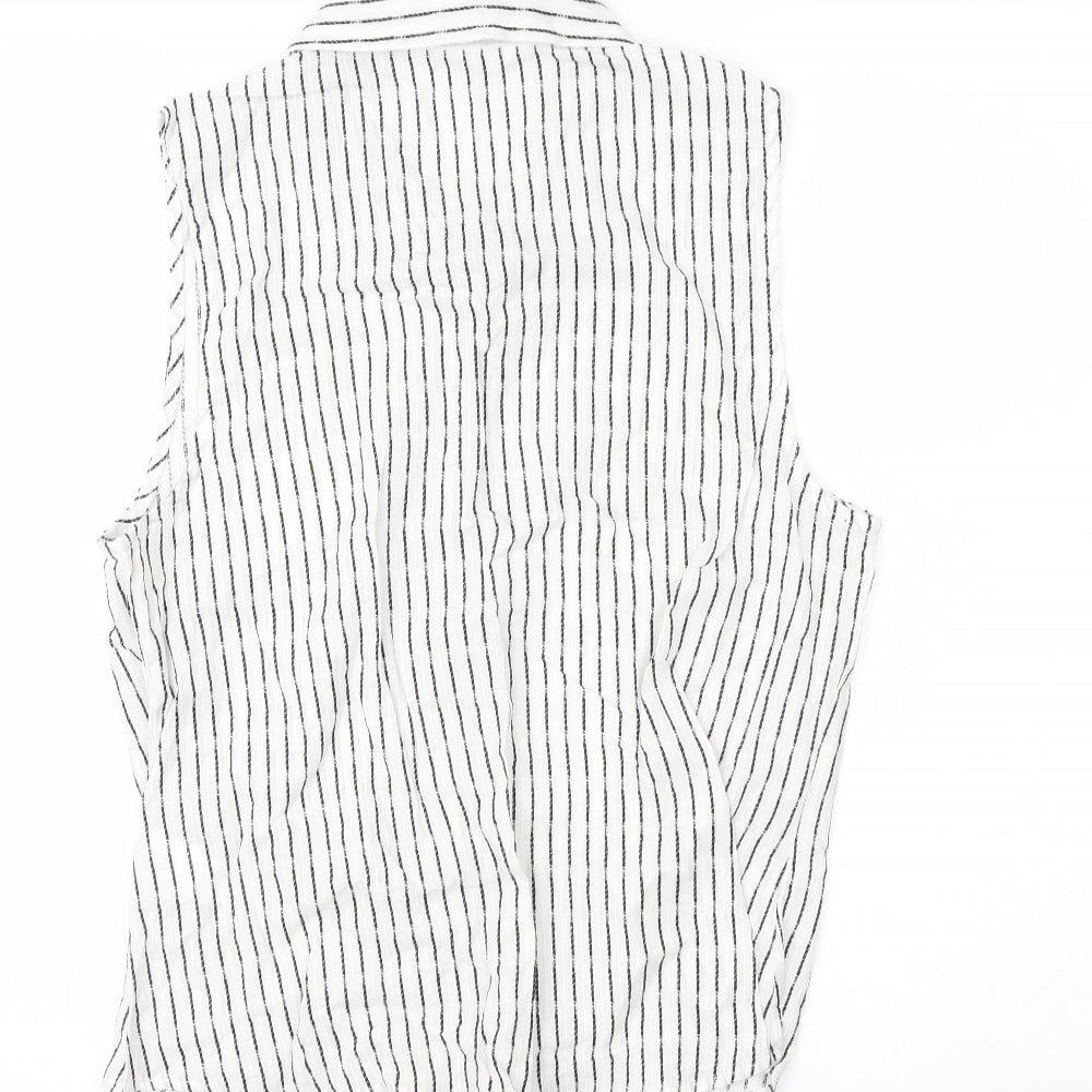 Primark Womens White Striped  Basic Tank Size 14