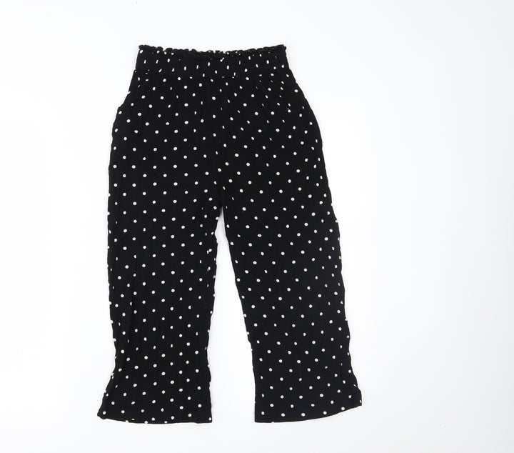 NEXT Girls Black Polka Dot  Cropped Trousers Size 9 Years