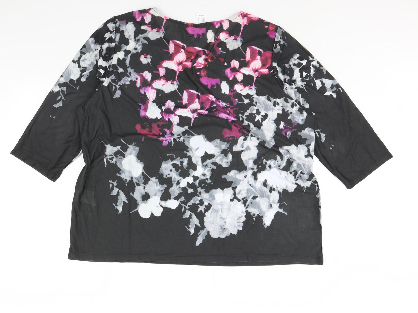 Preworn Womens Black Floral  Basic T-Shirt Size 24