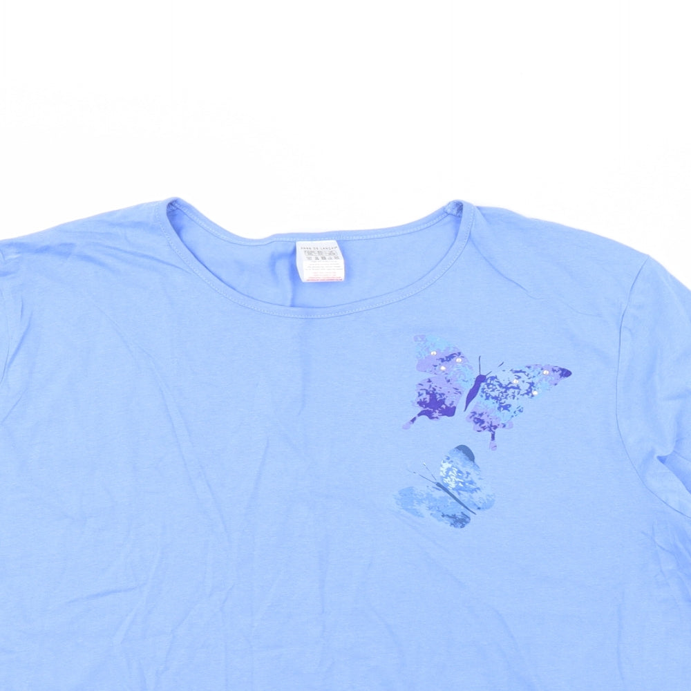 Anne De Lancay Womens Blue   Basic T-Shirt Size 26