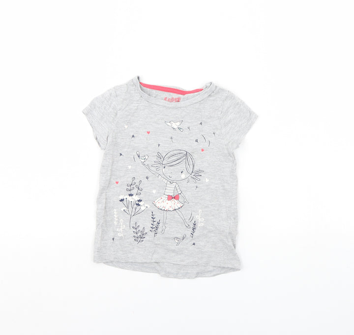 F&F Girls Grey Basic T-Shirt Size 2 Years