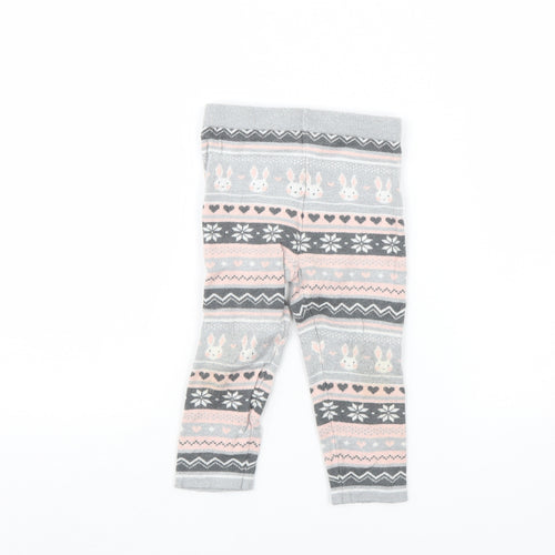 Primark Girls Grey Striped  Capri Trousers Size 2 Years - Rabbit