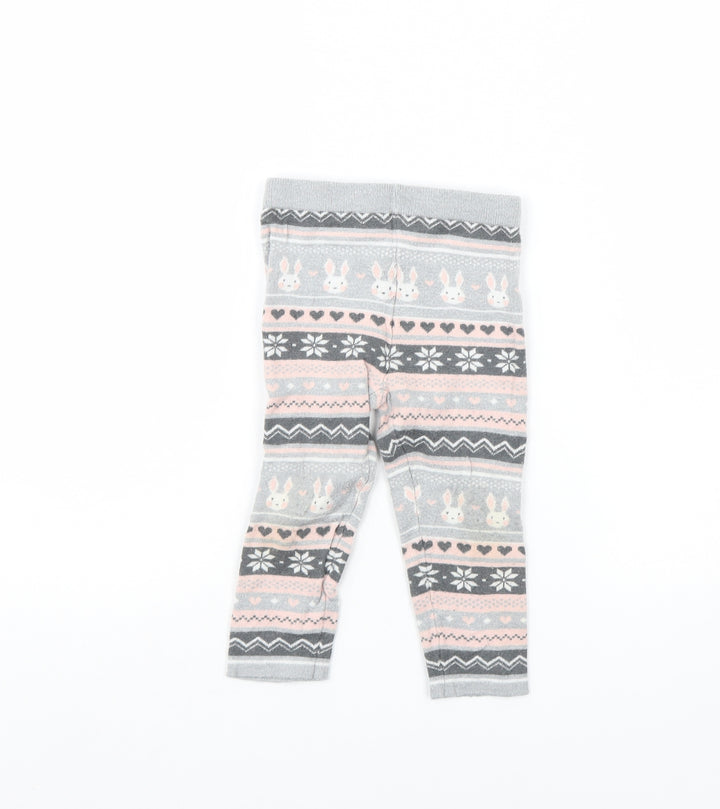 Primark Girls Grey Striped  Capri Trousers Size 2 Years - Rabbit