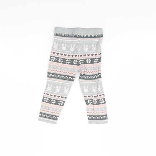 Primark Girls Grey Striped  Capri Trousers Size 2 Years - Rabbit