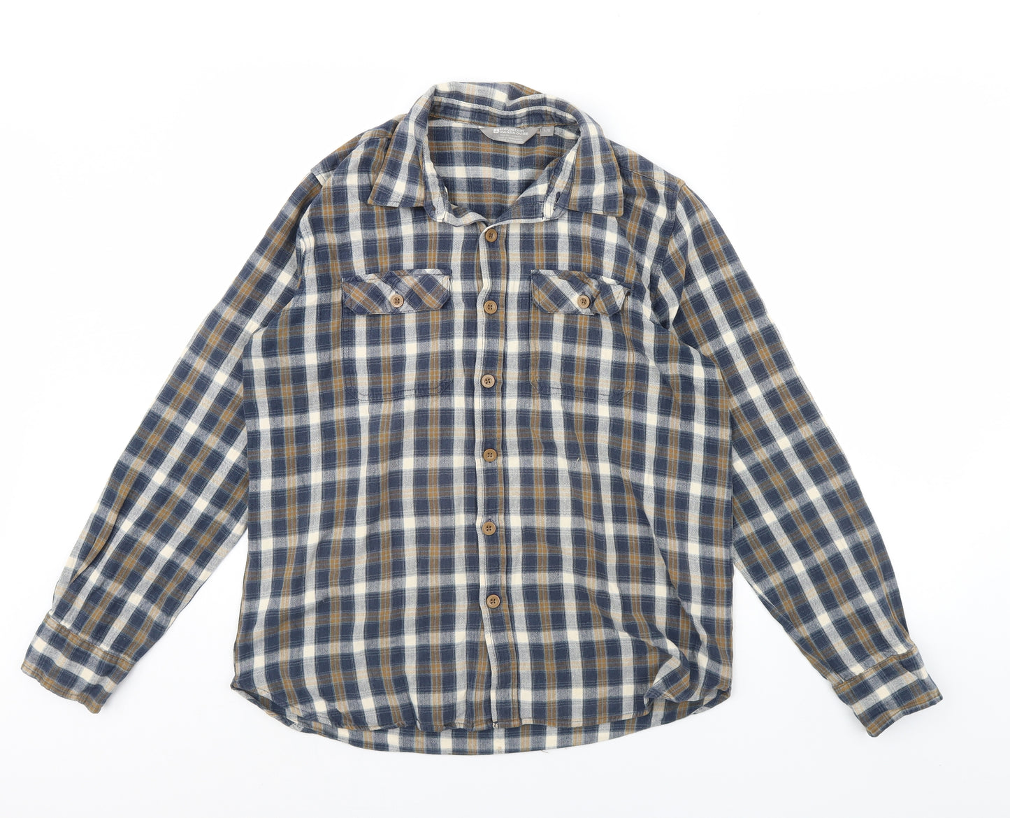 Mountain Warehouse Mens Blue Check   Dress Shirt Size L