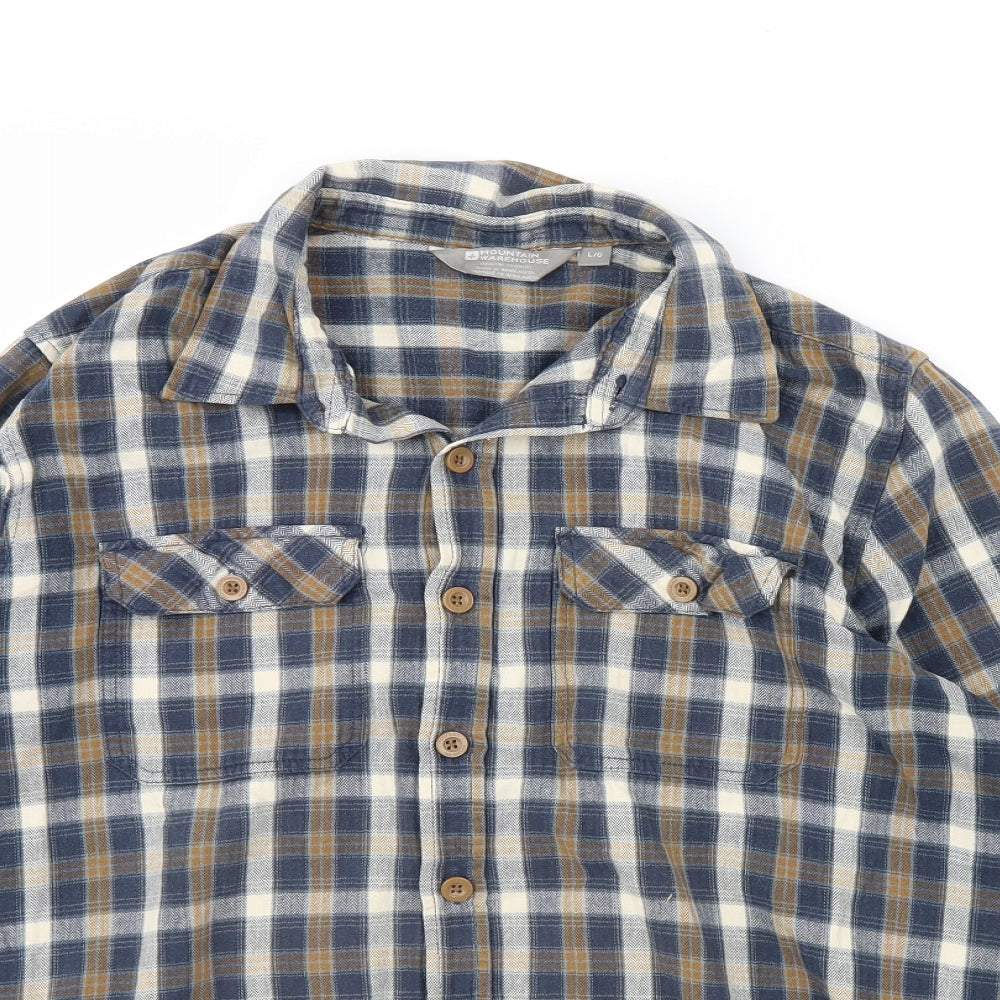 Mountain Warehouse Mens Blue Check   Dress Shirt Size L