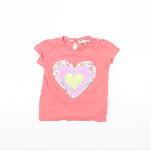m&s Girls Pink   Basic T-Shirt Size 2 Years  - Heart