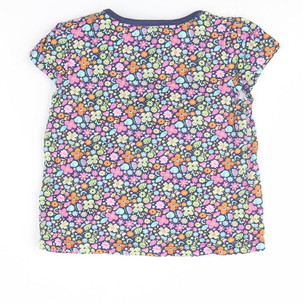 TU Girls Blue Floral  Basic T-Shirt Size 9-12 Months