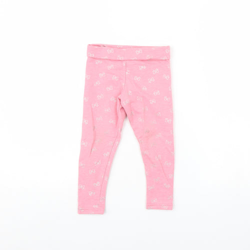 Primark Girls Pink Spotted  Capri Trousers Size 2 Years - BOW
