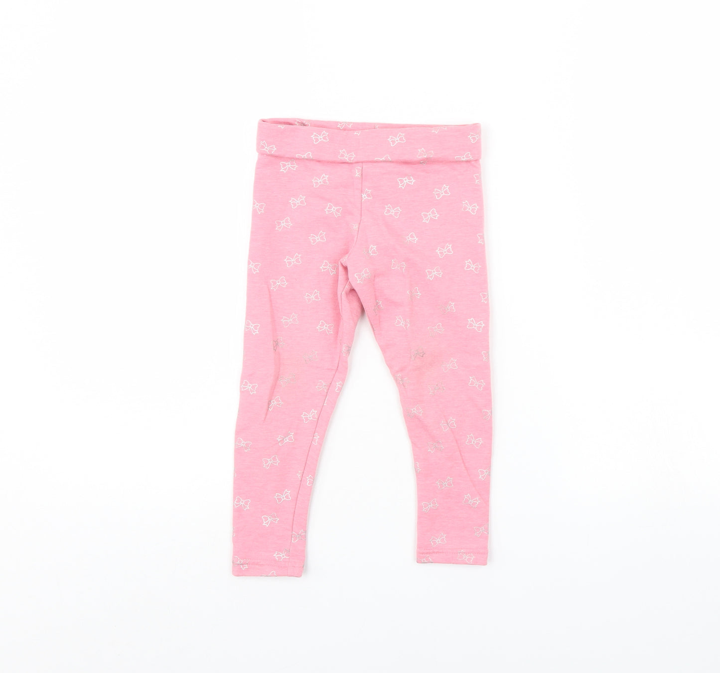 Primark Girls Pink Spotted  Capri Trousers Size 2 Years - BOW