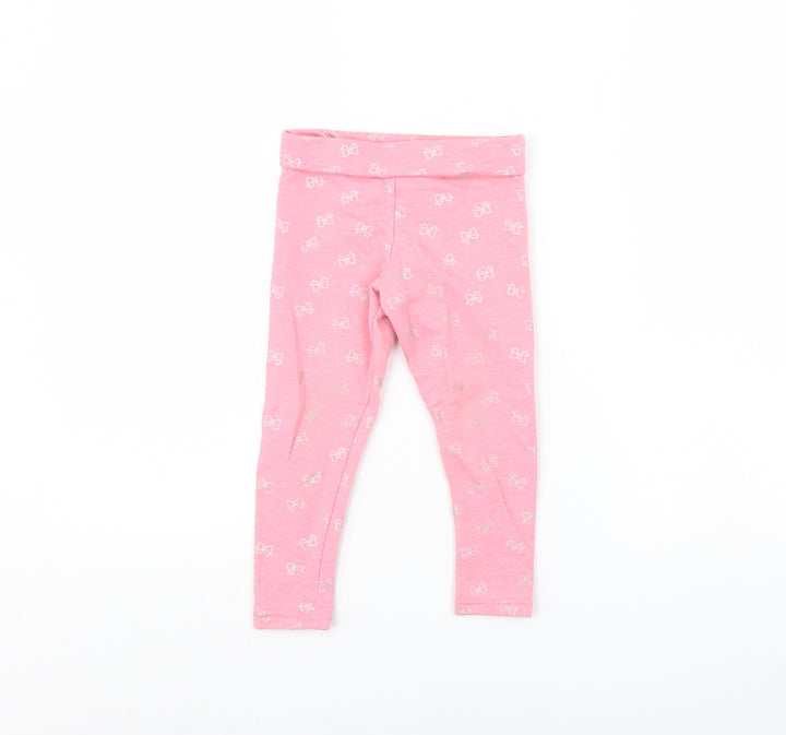 Primark Girls Pink Spotted  Capri Trousers Size 2 Years - BOW