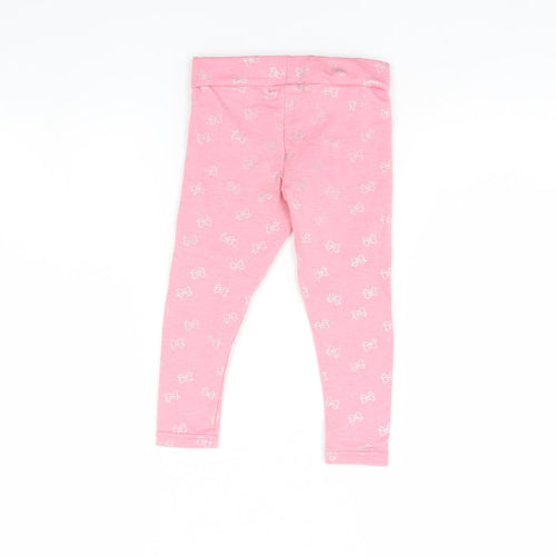 Primark Girls Pink Spotted  Capri Trousers Size 2 Years - BOW