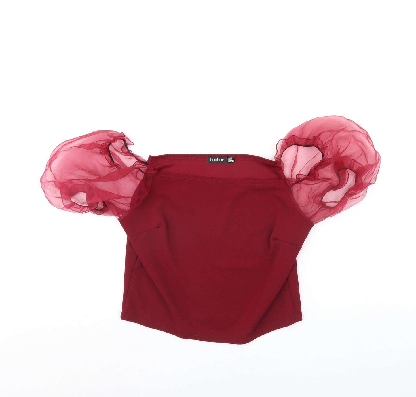 Boohoo Womens Red   Cropped Blouse Size 16