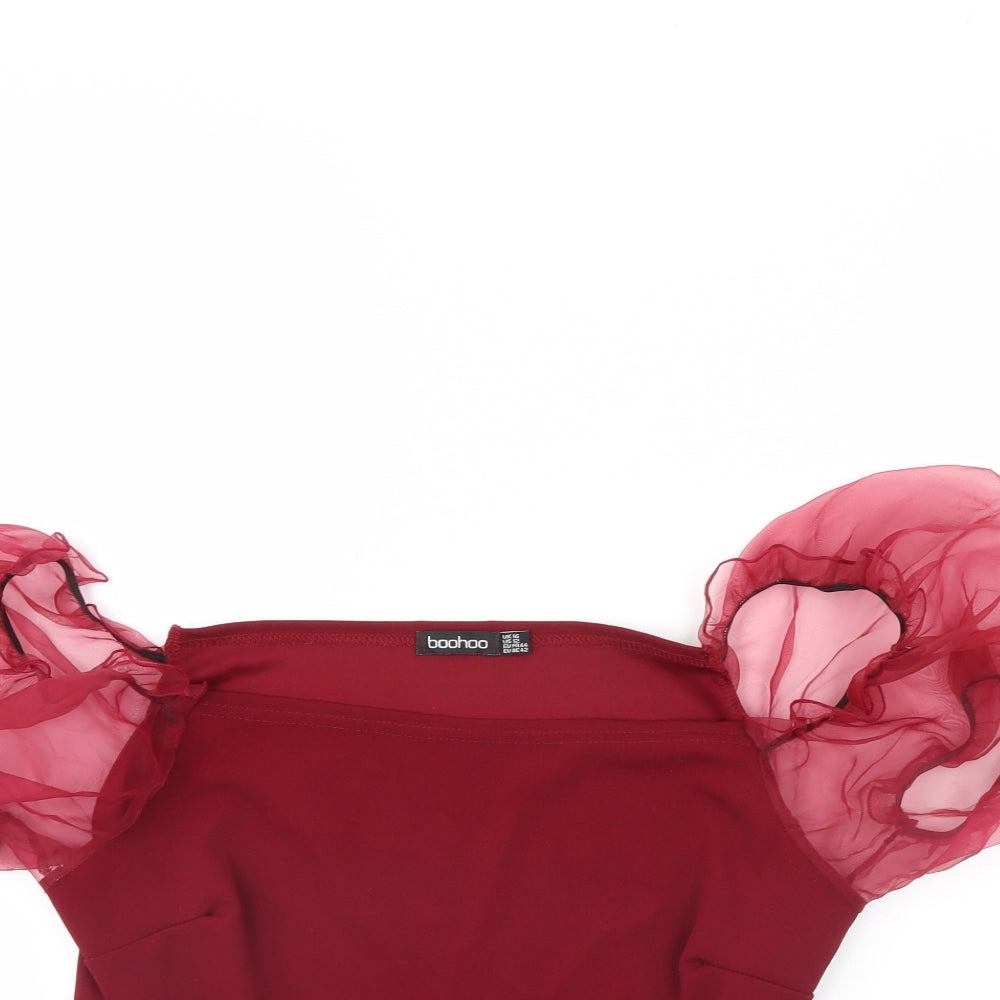 Boohoo Womens Red   Cropped Blouse Size 16