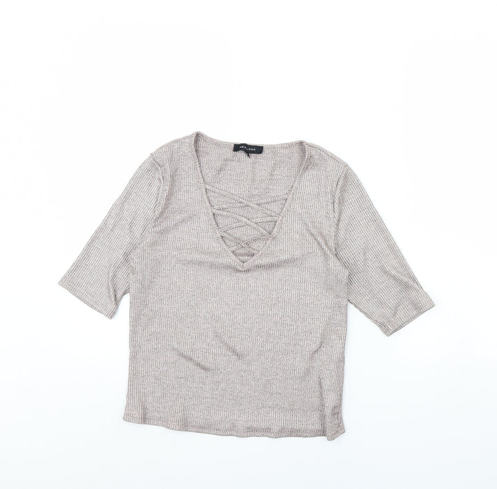 New Look Womens Pink Cropped Blouse Size 12