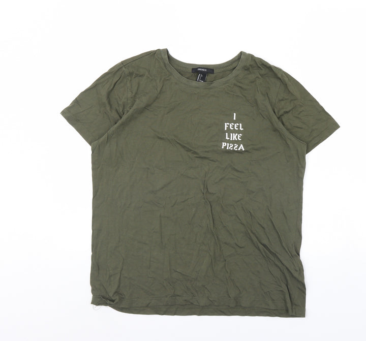 FOREVER 21 Womens Green Basic T-Shirt Size L